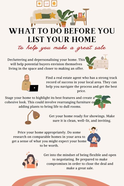 Prepare to sell your home like a pro with these essential pre-listing steps! Discover expert tips and tricks to maximize your home's value and ensure a successful sale. From staging strategies to curb appeal enhancements. Get ready to make a lasting impression and achieve your home selling goals with confidence! 🏡💰 #HomeSale #RealEstateTips #PreListingPreparation #MaximizeHomeValue #SellLikeAPro Prep To Sell Your House, Tips For Selling Your House, How To Prep Your House To Sell, Selling House Checklist, Getting Ready To Sell Your House Tips, Getting Your House Ready To Sell Tips, Preparing House To Sell Checklist, Tips To Get House Ready To Sell, House Checklist