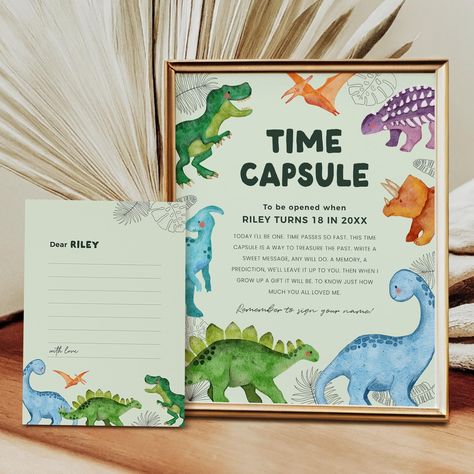 Dinosaur Time Capsule Sign, Dino-mite Birthday Message Cards, Boy 1st Birthday Decor, Instant Download, Editable/Printable Template, #H038 Dino 1st Birthday Party Boy, 1st Birthday Dinosaur Theme, First Birthday Dinosaur Theme, 1st Birthday Themes Boy, Boy 1st Birthday Themes, Dinosaur 1st Birthday Party, Dinosaur Birthday Invite, 1st Birthday Decor, Dinosaur Birthday Party Invitations