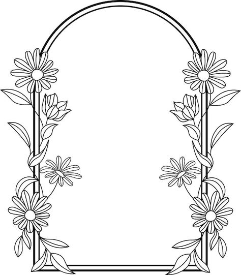 Floral arch frame | Premium Vector #Freepik #vector #clipart #wreath #tracery #arched Floral Arch Drawing, Creativity Projects, Boarders Designs, Athletic Wallpaper, Boarders Designs For Projects, Floral Template, Embroidery Borders, Monogram Tattoo, Wedding Borders