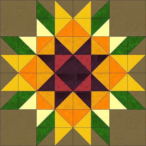 Quilt Sunflower, Quilt Boards, Hst Quilts, Cat Quilt Block, Bear Paw Quilt, Star Quilt Pattern, Sunflower Quilts, Charm Squares, Painted Barn Quilts