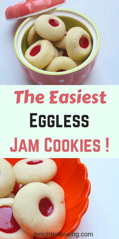 Eggless Jam Cookies – Buttery, Soft and tasty eggless cookies that can be eaten as a dessert or along with a cup of hot coffee or tea! Egg Free Christmas Cookies, Cookies Eggless, Egg Free Desserts, Egg Free Baking, Egg Free Cookies, Eggless Cookies, Fig Cake, Egg Allergy, Mug Cakes