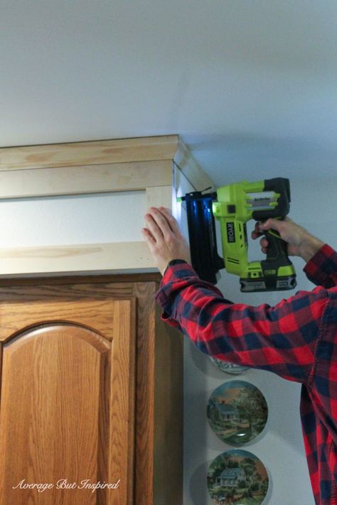 Soffit Ideas, Kitchen Soffit, Update Kitchen Cabinets, Makeover Kitchen, Above Kitchen Cabinets, Hacks Kitchen, Kitchen Diy Makeover, Diy Kitchen Renovation, Pantry Ideas