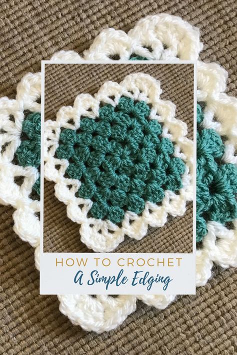 Edging Granny Square Blanket, Edging A Granny Square Blanket, Crochet Granny Border, Granny Square Blanket Borders, Crochet Borders For Granny Square Blankets, Scalloped Granny Square, Edging For Granny Square Blanket, Granny Square Borders Crochet, Crochet Boarders For Granny Square