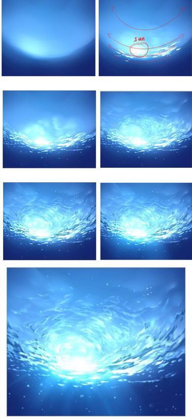 How To Draw Water, Underwater Drawing, Tips For Artists, Ocean Art Painting, Tutorial Coloring, Draw Water, Ocean Drawing, Sky Digital, Concept Art Tutorial