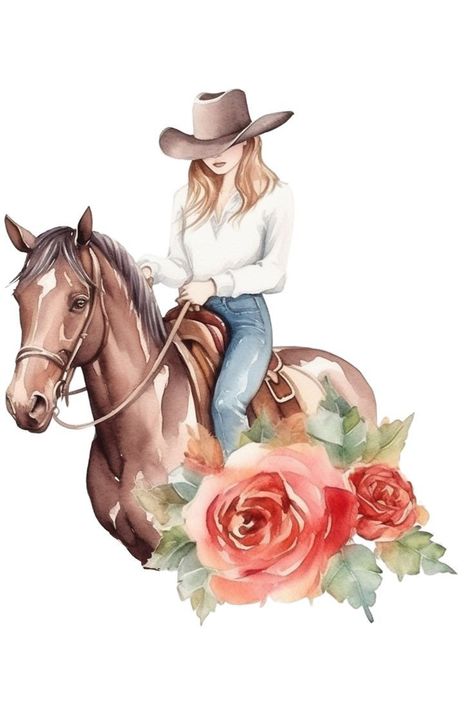 Caballos Aesthetic, Cowgirl Images, Animal Illustration Art, Horse Illustration, Wine Bottle Art, Decoupage Vintage, Craft Lovers, Mandala Coloring Pages, Cute Animal Drawings