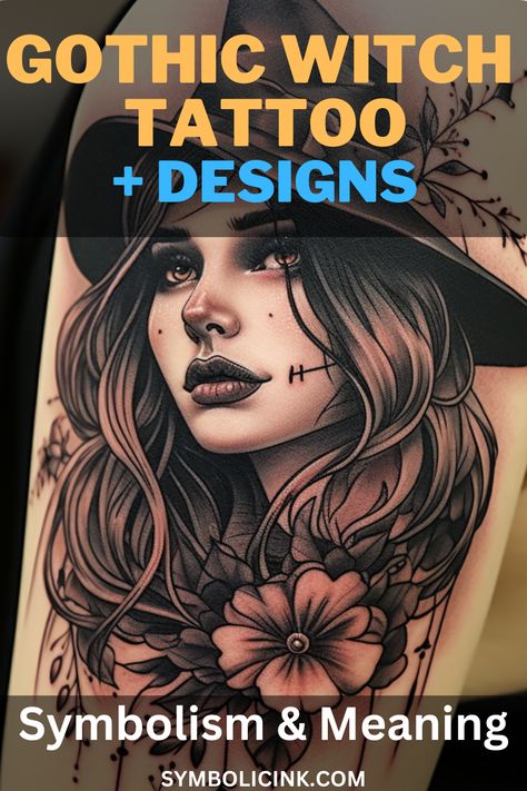 Gothic Witch Tattoo Witch Tattoo Men, Woman Reaper Tattoo, Gothic Witch Tattoo Designs, Gothic Goddess Tattoo, Witch Women Tattoo, Gothic Tattoos For Women Dark Beauty, Gothic Sleeve Tattoos For Women, Gothic Witch Tattoo, Small Gothic Tattoos For Women