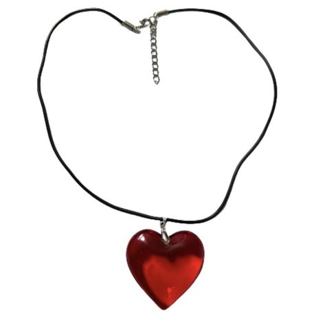 Red Heart Accessories, Red Glass Heart Necklace, Heart Necklace Aesthetic, Red Heart Choker, 2000s Necklace, Red Heart Jewelry, Lana Myers, Jules Ambrose, 2000s Accessories