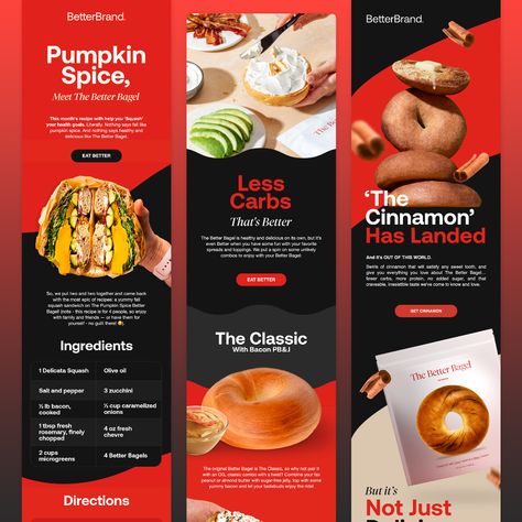 Better Brand Newsletter Design on Behance Food Newsletter Design, Fitness Email Design, Fun Newsletter Design, Food Email Design, Brand Banner Design, Newsletter Design Layout Creative, Email Design Inspiration Creative, Email Marketing Newsletter Design, Restaurant Newsletter