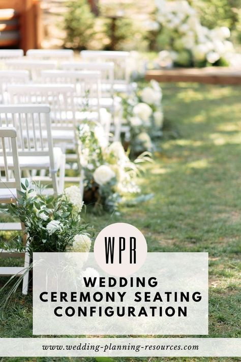 Wedding Ceremony Seating Configuration Ideas: Top 10. Let’s be seated! Looking for seating arrangement ideas? In this guide, we are sharing ceremony seating tips that you would want to consider! We’ve got traditional seating, as well as unique seating so you have many options to choose from and find the right one for your wedding! Small Wedding Chair Setup, Chair Placement For Wedding Ceremony, Wedding Ceremony Chair Layout, Wedding Ceremony 100 Chairs, Wedding Seating Ceremony Outdoor, Chair Set Up For Wedding Ceremony, Ceremony Chairs Layout, Family Seating At Wedding Ceremony, Seating For 100 People Wedding