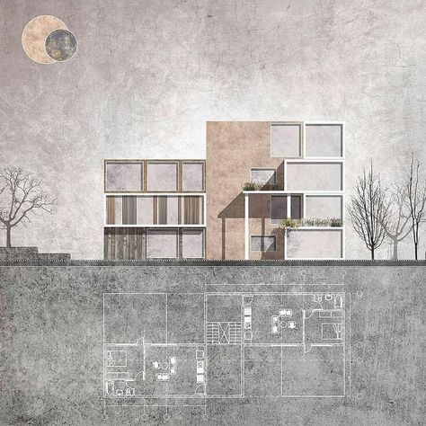 @archolution on Instagram: “Follow @archolution  Use #archolution to be featured By @forest_of_lore” Elevation Render, Section Drawing Architecture, Landscape Architecture Drawing, Elevation Drawing, Architecture Elevation, Architecture Presentation Board, Architecture Panel, Architecture Collage, Walter Gropius