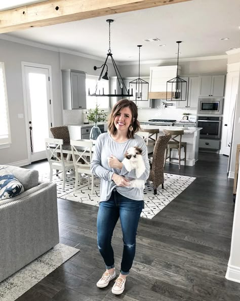 When you and your dog coordinate with the rest of the house...it must be documented. 💁🏻‍♀️🐶👐🏼 #ourfauxpuppy #milo #shihtzusofinstagram #11weeksold Rugs On Gray Wood Floors, Small Kitchen Ideas Grey Floors, Laminate Flooring With Grey Walls, Light Gray Wood Floors Living Room, Grey Laminate Flooring Living Room Decor, Grey Flooring Decor, Gray Floor Dining Room, Grey Wood Floors Living Room Decor Cozy, Home Floor Ideas