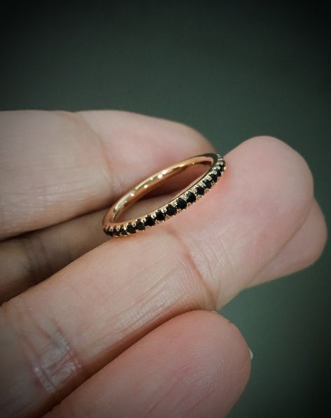 Half Eternity Micro Pave Band with Natural Black Diamonds. MaterialSolid Gold 10K/14K/18K or Platinum 950 FinishingHigh Polished/ Shiny PlatingRhodium/ Platinum Family (Only if white gold selected) FitComfort/ Rounded Interior Width1.5mm Height1.5mm SettingU Micro Pave (Reminds the letter "U" from sides) StoneGenuine Diamonds ColorBlack       QualityAAA Total Carat Weightover 0.30ct Quantity of Stones19 to 22 (varies by ring size) Click below to add laser engraving. https://www.etsy.com/listing/ Wedding Band Stack, Micro Pave Band, Infinity Wedding Band, Infinity Wedding, Stacked Wedding Bands, Ring Pop, Diamond Eternity Band, Gold Rings Fashion, Pave Band