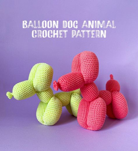 Crochet Pattern Balloon Dog Animal Patroon Voor Een Gehaakte - Etsy Crochet Balloon Animal, Crochet Balloon Dog, Balloon Crochet, Dog Balloon, Dog Crochet Pattern, Minion Christmas, Dog Crochet, Christmas Crochet Pattern, Baby Shoes Pattern