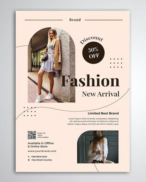 Fashion Flyer Design Template PSD Fashion Flyer Design, Coffee Poster Design, Fashion Flyer, Ads Creative Advertising Ideas, Minimalist Graphic Design, Studio Photography Fashion, Fashion Poster Design, Flyer Design Layout, Birds Embroidery Designs