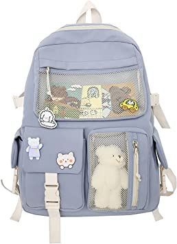 loohcS kcapkcaB citehtseA etuC rof kcapkcaB iiawaK etuC htiw kcapkcaB citehtse A Backpack Fabric, Aesthetic Backpack, Kawaii Backpack, Aesthetic School, Backpack Pattern, Colorful Backpacks, Student Bag, College Backpack, Laptop Rucksack