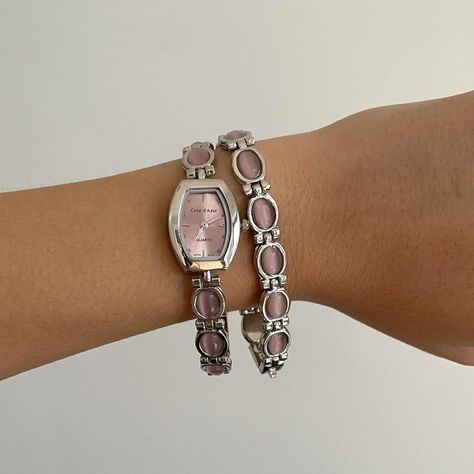 SO FRIKKIN CUTE!!!💋 Pink gemstone vintage watch with... - Depop Pink Watch Aesthetic, Vintage Watches Women Silver, Silver Vintage Watch, Feminine Watches, Vintage Silver Watch, Vintage Saat, Wrist Watches For Women, Heart Watch, Silver Watches Women