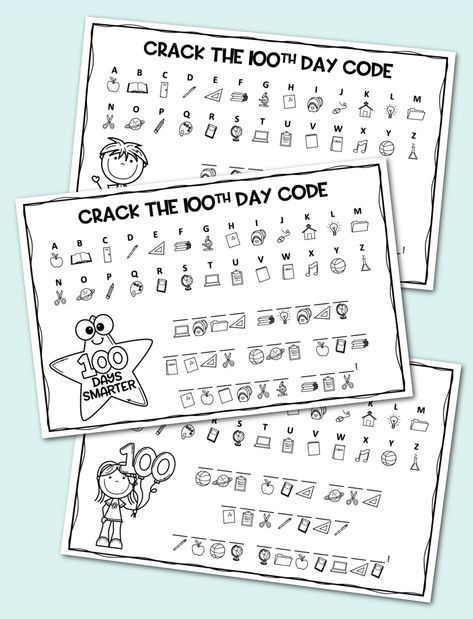 100s Day Kindergarten, 100th Day Of School Games, 100th Day Of School 3rd Grade, Free 100 Days Of School Printables, Minecraft Worksheets, Code Puzzles, 100 Day Activities, 100 Días De Clases, 100th Day Of School Crafts