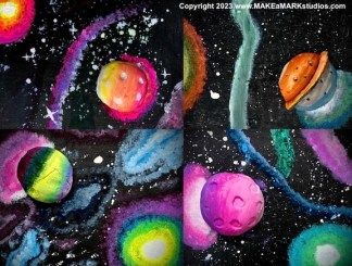 Outer Space Landscape, Earth Art Projects, Outer Space Painting, Space Art Projects, Science Art Projects, Planet Crafts, Space Landscape, Steam Art, Outer Space Art