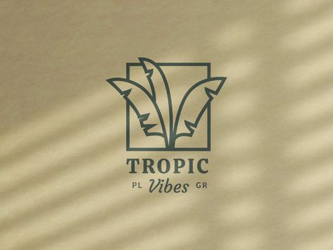 Logo For Beach Resort, Tropical Logos Design, Tropical Logo Design Ideas, Palm Tree Branding, Nature Inspired Logo, Resort Logo Design Ideas, Beach Resort Logo, Island Logo Design, Tropical Packaging