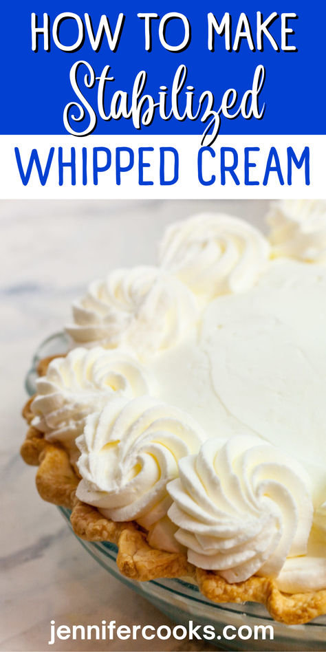 Learn How to Make Stabilized Whipped Cream. It will hold its shape beautifully & transform your desserts. This simple recipe combines heavy whipping cream with a touch of melted marshmallow crème, creating a rich, gooey texture that enhances any treat. Perfect for cakes, pies, and cupcakes, this whipped cream stays fluffy and delicious, ensuring your creations look as good as they taste. Discover the secret today! Unsweetened Whipped Cream, Whipped Cream Frosting For Ice Cream Cake, Heavy Cream Whipped Topping, Heavy Whipped Cream Recipe Easy, Oatmilk Whipped Cream Recipe, Sweet Whipped Cream Recipe, Brown Sugar Whipped Cream, Stiff Whipped Cream Frosting, Homemade Whipped Cream With Heavy Cream