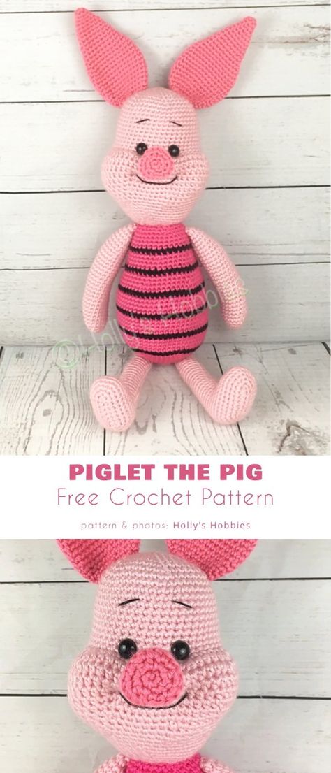 Crochet Winnie The Pooh Applique, Lovey Pattern Free, Winnie The Pooh Lovey, Disney Patterns, Pooh And His Friends, Disney Crochet Pattern, Disney Crochet Patterns, Crochet Pig, Lovey Pattern