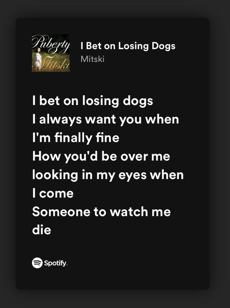 Mitski Lyrics I Bet On Losing Dogs, I Bet On Losing Dogs Lyrics, I Bet On Losing Dogs, Mitski Lyrics, Losing A Dog, Good Music, Lost, How To Plan, Collage