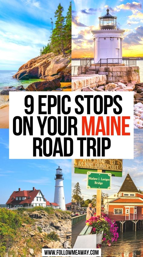 9 Epic Stops on Your Maine Road Trip Maine Road Trip, Maine Trip, Road Trip Travel, Visit Maine, New England Road Trip, East Coast Travel, Fall Road Trip, East Coast Road Trip, Usa Food