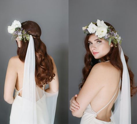 Drape Veil Swoop Wedding Veil English Net Veil Bridal Veil Bohemian Veils, Flower Crown Veil, Drape Veil, Simple Wedding Veil, Net Veil, Bohemian Headpiece, Draping Wedding, Gatsby Headpiece, Cap Veil