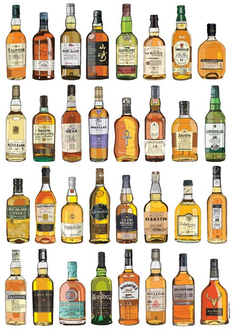 All sizes | Single Malt Collection *PRINT AVAILABLE* | Flickr - Photo Sharing! Bottle Designs, Single Malt Whiskey, Whiskey Brands, Whisky Bar, Whiskey Drinks, Cigars And Whiskey, Scotch Whiskey, Single Malt Whisky, Deilig Mat