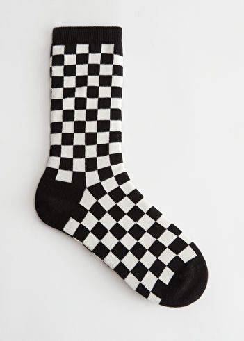 Checkered Socks - Black/White - Socks - & Other Stories US Checkered Socks, Mad Hatter Costume, Black And White Socks, Timeless Treasures, Fashion Story, Vintage Jeans, Winter Wardrobe, You Bag, The Black