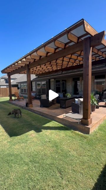 Cover Your Pergola on Instagram: "30x14 SkyPoly Pergola COMPLETE✅ in Argyle. Let through TONS of light. Block the elements. Elevate your space. Pergola and patio cover! DM us or text 972-342-1645 to quote! #pergola #patiocover #skypoly #skypolypergola #pergoladesign #patioideas #backyardideas" Patio Pergola Ideas Attached To House, Covered Pergola Patio, Covered Patio Plans, Backyard Covered Patios, Patio Plans, Cedar Pergola, Backyard Gazebo, Wood Pergola, Pergola Attached To House