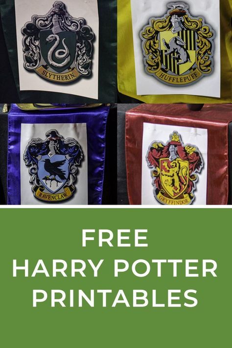 Harry Potter Printable House Crests, Harry Potter House Banner Printable, Harry Potter Diy Printables, Harry Potter Party Printables, Free Harry Potter Printables, Fandom Bedroom, Harry Potter House Banners, Harry Potter Party Decor, Harry Potter Decorations