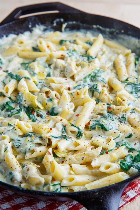 Spinach and Artichoke Dip Pasta Artichoke Dip Pasta, Spinach And Artichoke Dip, Artichoke Pasta, Spinach Artichoke Dip, Spinach Dip, Artichoke Dip, Spinach Artichoke, Appetizer Salads, White Sauce