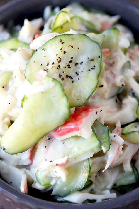 Kani Salad - Japanese Imitation Crab Salad | Pickled Plum Japanese Kani Salad, Epic Salads, Kani Salad, Chopped Salads, Crab Salad Recipe, Crab Stick, Turning Japanese, Salad Dishes, Recipe Cookbook