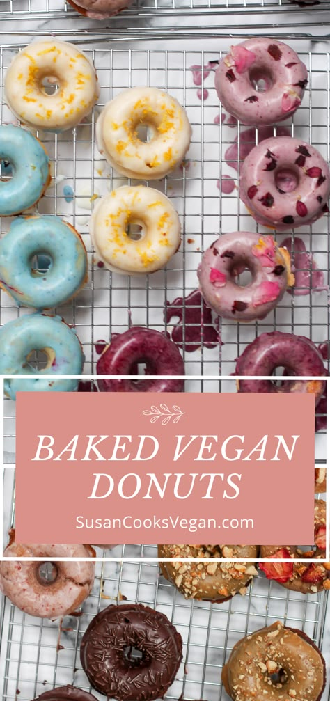 Vegan Donut Recipe, Vegan Doughnuts, Vegan Pastries, Fried Donuts, Baked Donut Recipes, Vegan Baking Recipes, Vegan Baked, Vegan Donuts, Vegan Cafe