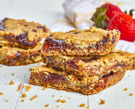 Jam Bars - The Loveless Cafe Jam Bars Recipe, Cafe At Home, Jam Bars, Loveless Cafe, Breakfast Biscuits, Instant Oats, Bars Recipe, Appetizer Dips, Dessert Bars