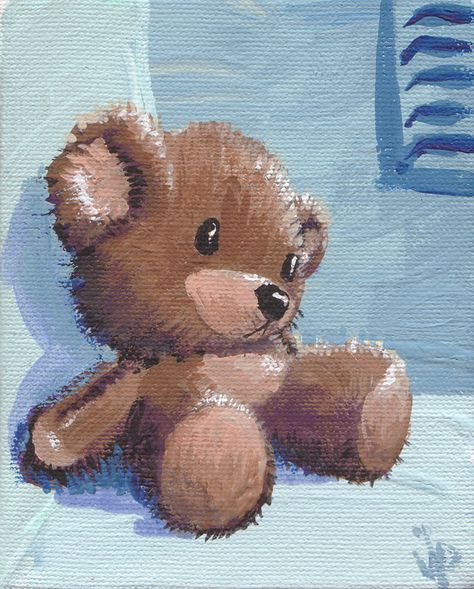 Painted Teddy Bear, Teddy Bear Concept Art, Teddy Bear Painting Canvas, Teddy Bear Reference, Pastel Teddy Bear, Teddy Bear Painting, Teddy Drawing, Teddy Bear Art, Teddy Bear Drawing