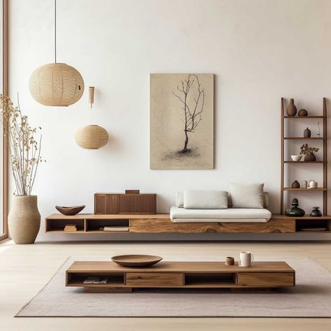 Muji Style Living Room, Japanese Living Room Design, Japandi Style Living Room, Japanese Style Living Room, Japanese Bathroom Design, Japanese Living, Japanese Living Room, Modern Japanese Style, Muji Style