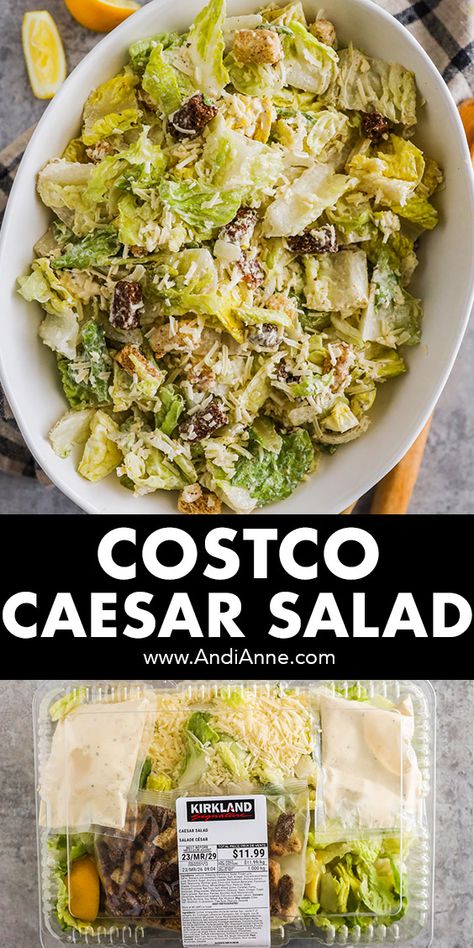 This is our 2023 review of the Costco caesar salad. This is an easy grab-and-go dinner salad kit that will feed a family of four. This review will include what the salad tastes like, how to make it, the nutrition facts and calories, the salad price, and more. Salad Kit Recipes, Costco Salad, Costco Quinoa Salad, 2023 Review, Salad Kit, Costco Chicken, Costco Meals, Salads For A Crowd, Motherhood Tips