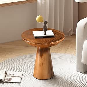 JOLLYMER Mushroom Side Table, Teak Stool, Natural Plant Stand, 14" Tall Wood Round Coffee Table for Living Room, Bedroom, Garden, Yard Mushroom Side Table, Wood Round Coffee Table, Natural Bedroom, Coffee Table For Living Room, Bedroom Garden, Round Wood Coffee Table, Mushroom Coffee, Table For Living Room, Natural Plant