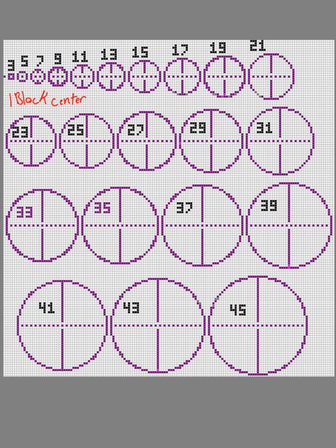 Minecraft Circles Guide, Minecraft Big Circle Guide, Minecraft Perfect Circle, Circle Template Minecraft, Minecraft Circle Design, How To Build A Circle In Minecraft, Circle Minecraft Guide, Circle Pattern Minecraft, Perfect Circle Minecraft