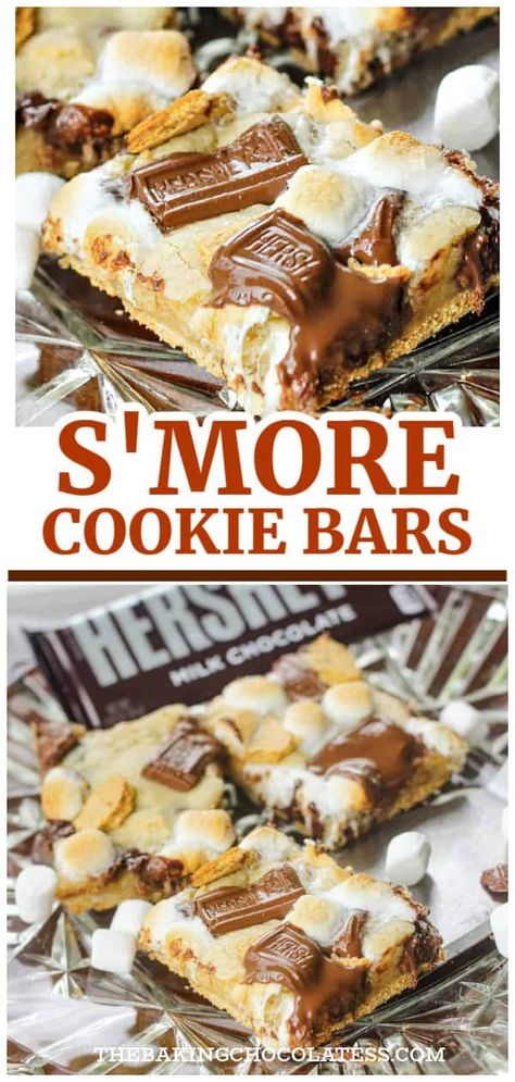 Imagine the perfect blend of gooey marshmallow, rich chocolate, and crunchy graham cracker - all in a delicious, easy-to-make cookie bar. Well, look no further! Our S'more Cookie Bars recipe promises to take your taste buds on a delightful, mouthwatering journey like no other. Get ready to savor the unforgettable flavor of this iconic campfire treat without ever having to light a fire! S’more Bars Easy, Fire Dinner Recipes, S’more Cookie Bars Recipe, Smores Desserts For A Crowd, Dessert Recipes For Camping, Chocolate Chip Smores Bars, Cake Mix Smores Cookies, S’more Desert, Smores Bars Easy