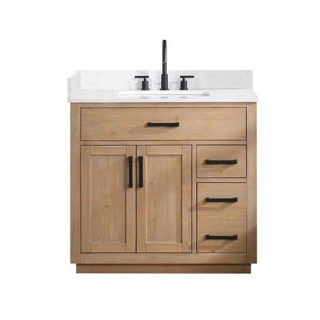 Love the fresh,clean,classic look? Our Gavino vanity series delivers timeless sophistication with a modern twistfrom the simple,bar-style pulls to the gorgeous grain of the countertop. Superior craftsmanship is at the heart of this piece,featuring premium,durable materials that guarantee long-lasting beauty and functionality. The Gavino is also ripe with thoughtful details like a flip-down drawer that maximizes storage space,whisper-quiet door hinges. Features : Sturdy structure crafted of solid Bathroom Vanities Single Sink 36 Inch, 36” Bathroom Vanity, Oak Vanity Bathroom, Natural Wood Bathroom Vanity, Cabinet Bathroom Vanity, 36 Inch Vanity, 36 Inch Bathroom Vanity, 36" Vanity, Wood Bathroom Vanity