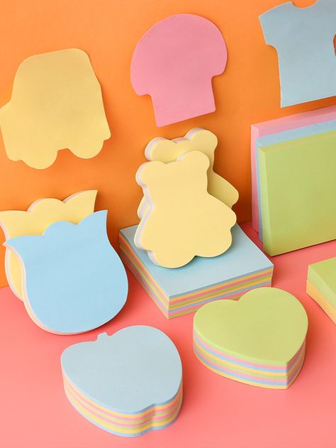 Multicolor  Collar  Paper Plain Sticky Note Embellished   Notebooks & Writing Pads Sticky Notes Design, Cute Sticky Notes, Sticky Notes Book, Aesthetic Stationary, Paper Plain, School Study Ideas, Diy Crafts Bookmarks, Teaching Vocabulary, Planner Obsessed