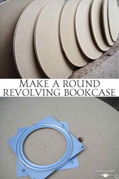 Revolving Bookcase Diy, Repurposed Lazy Susan Ideas, Diy Revolving Bookcase, Diy Bookcases, Round Bookshelf, Diy Bookcase, Money Making Projects, Bookcase Plans, Revolving Bookcase