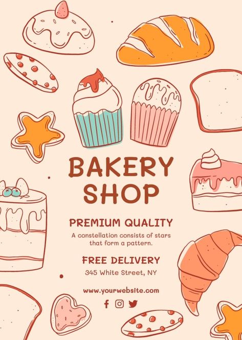 Bakery Posters Aesthetic, Bakery Shop Poster Design, Poster Design For Business, Baking Poster Ideas, Bakery Posters Design, Bakery Opening Poster, Cakes Poster Design, Baking Poster Design, Bakery Poster Advertising