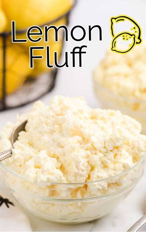 Lemon Fluff - Pass the Dessert Lemon Fluff Recipe, Lemon Fluff, Creamy Popsicles, Fluff Salads, Fluff Salad, Lemon Cheesecake Bars, Jello Dessert, Jello Dessert Recipes, Jello Salads