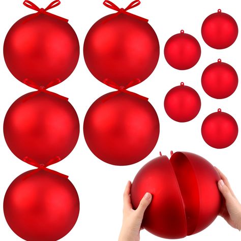 PRICES MAY VARY. Vibrant Festive Collection: Dive into the festive spirit with our set of 10 Christmas large ornament. You'll receive five 8 inch and five 4 inch ornaments, ideal for adorning your tree or as captivating table centerpieces. A tip: if there's a slight scent upon unpacking, simply air them out till it fades Innovative Gift Storage: These Christmas ball ornaments uniquely split into two, allowing easy access inside. Secretly store Christmas gifts inside these tree balls and hang the Jumbo Ornaments Christmas Decorations, Christmas Tree Big Ornaments, Extra Large Christmas Ornaments, Jumbo Christmas Ornaments, Outdoor Christmas Balls, Outdoor Decorations Christmas, Blue Christmas Tree Decorations, Giant Christmas Ornaments, Outdoor Holiday Party