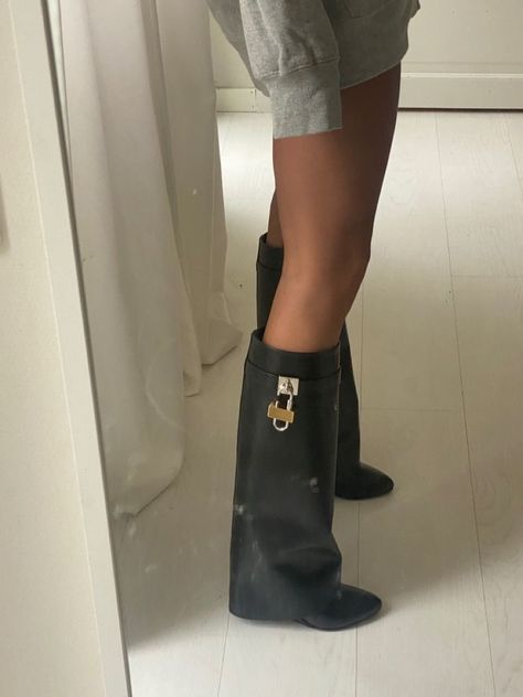 Over Knee High Boots, Givenchy Shark, Givenchy Boots, Fold Over Boots, Wide Calf Boots, Pull On Boots, Wide Calf, Wide Boots, Pretty Shoes