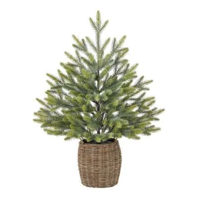 30 in Green Fir Tabletop Artificial Christmas Tree with Wicker Basket Tabletop Christmas Trees, Artificial Indoor Trees, Unlit Christmas Trees, Tiny Tree, Faux Christmas Trees, Pine Christmas Tree, Real Christmas Tree, Christmas Tabletop, Tabletop Christmas Tree